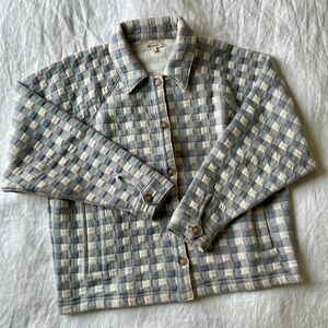 madewell gingham quilted crop shirt-jacket